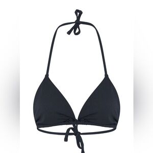 BECCA black ribbed triangle string tie bikini swim top size S NWT